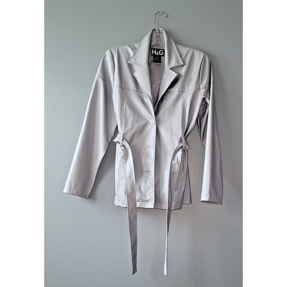 H & G Women's Grey Polyurethane Summer/Fall Jacket size Small‎